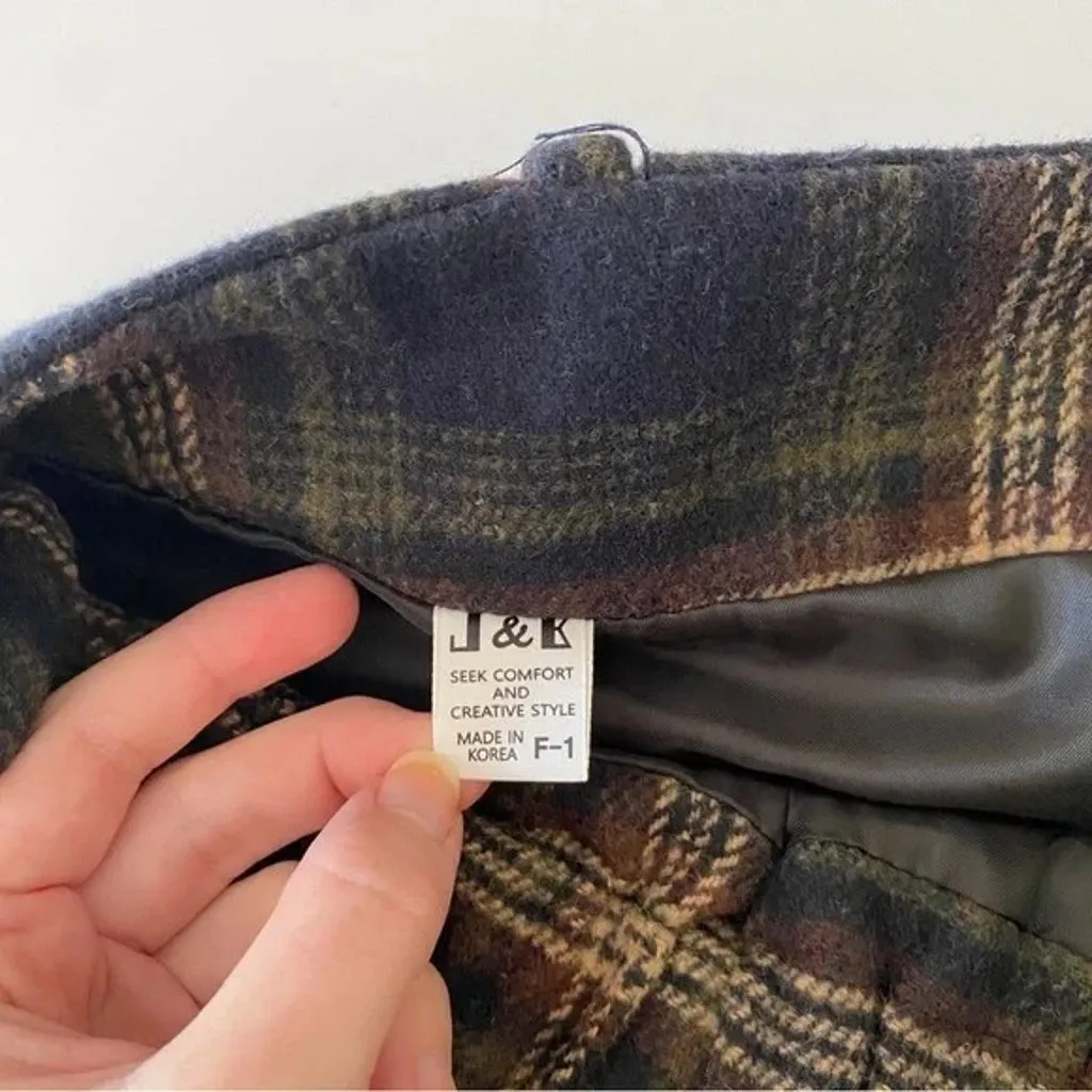 J&B Plaid Knit Mini Skirt Size 1 Navy/Green Blue - Image 8