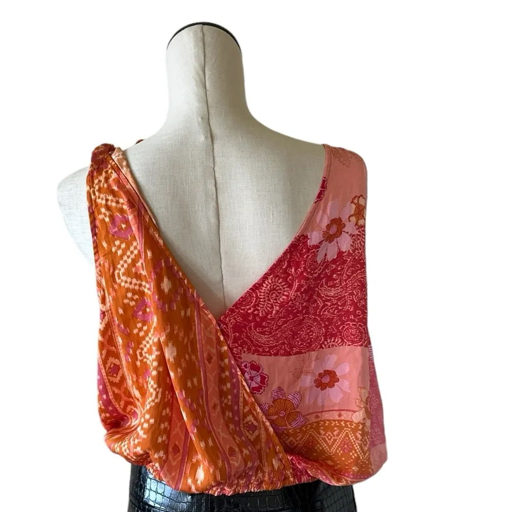 NWOT Free People Tied to You Print Surplice Tank in Lemonade Combo - Image 7