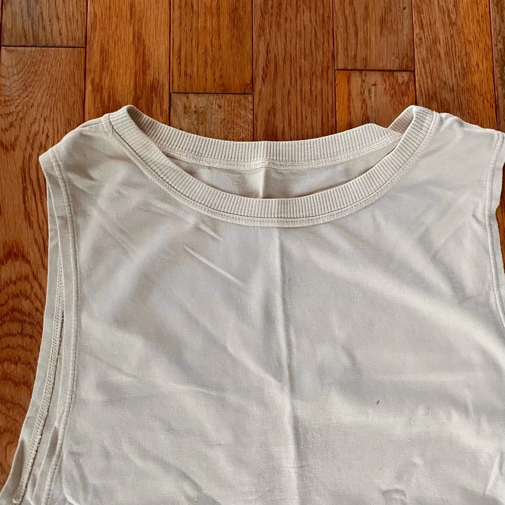 tan cream high necked workout muscle tee top - Image 2