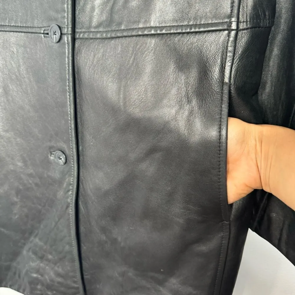 Alfani black leather coat size medium - Image 4