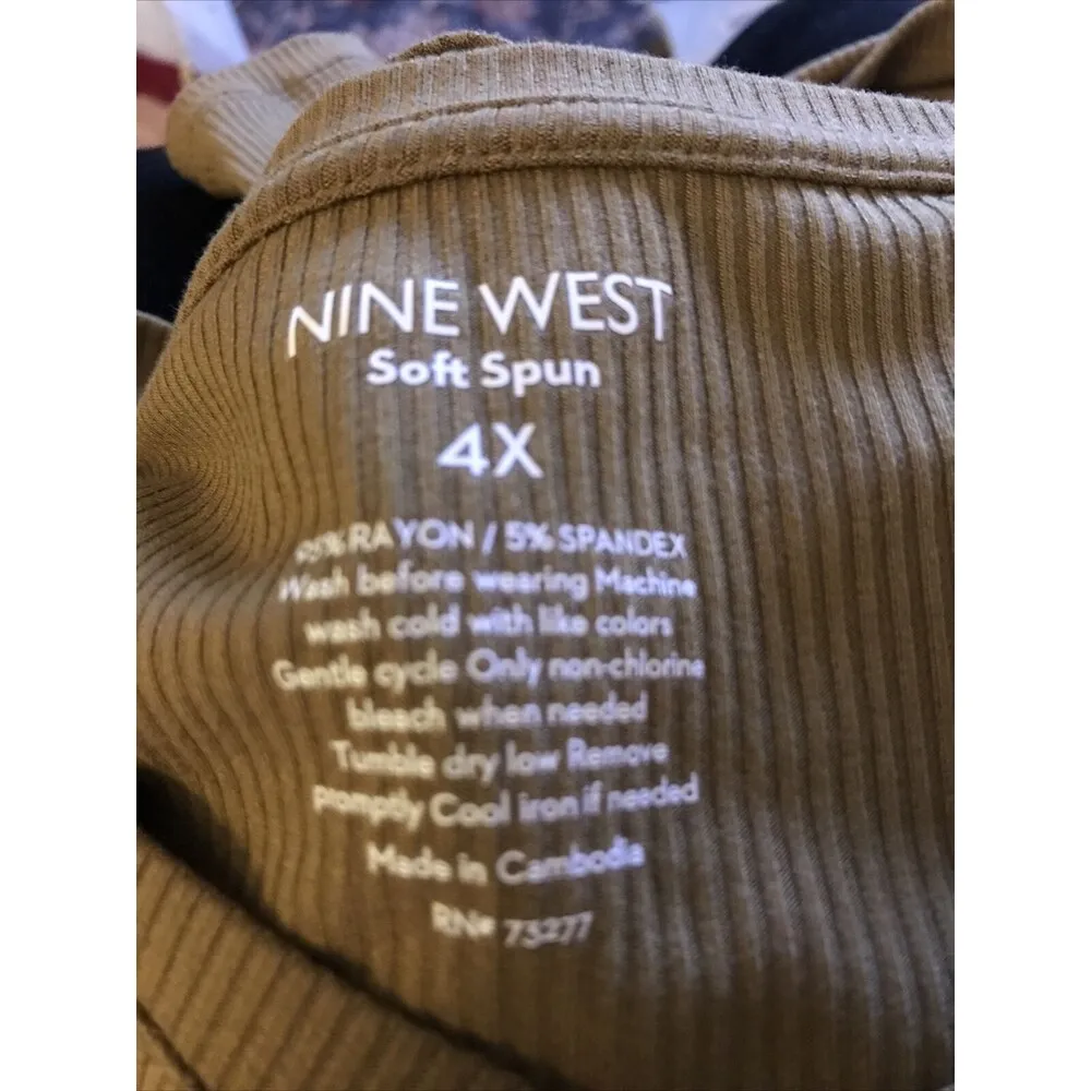 Nine West Women Soft Spun Elbow Sleeve T-shirt Olive 4X Rayon Spandex New G2 - Image 4