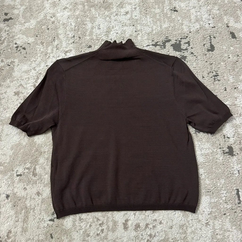 L’Academie Hadi Ribbed Knit Stretch Short Sleeve Mock Neck Size Large NWT - Image 2