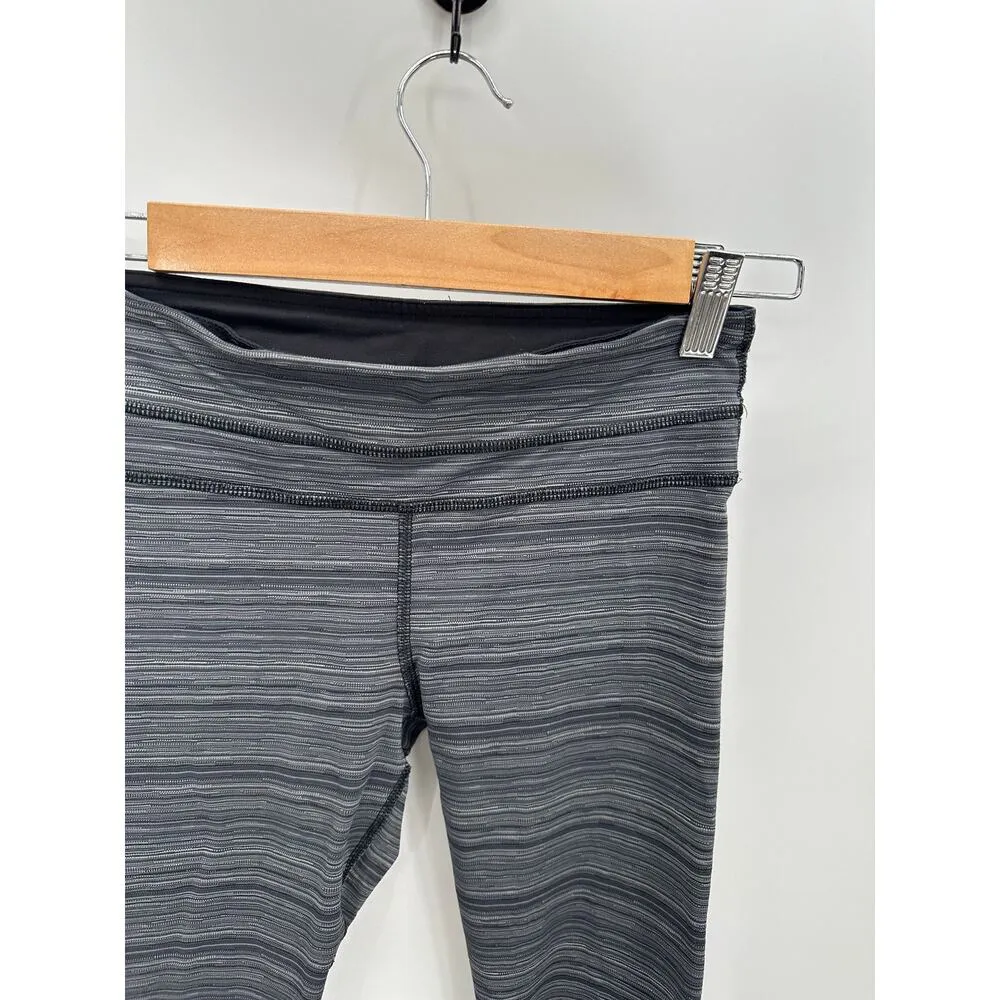 Lululemon Cyber Stripe Deep Coal Black Run Inspire Crop Leggings Womens Size 4 - Image 4