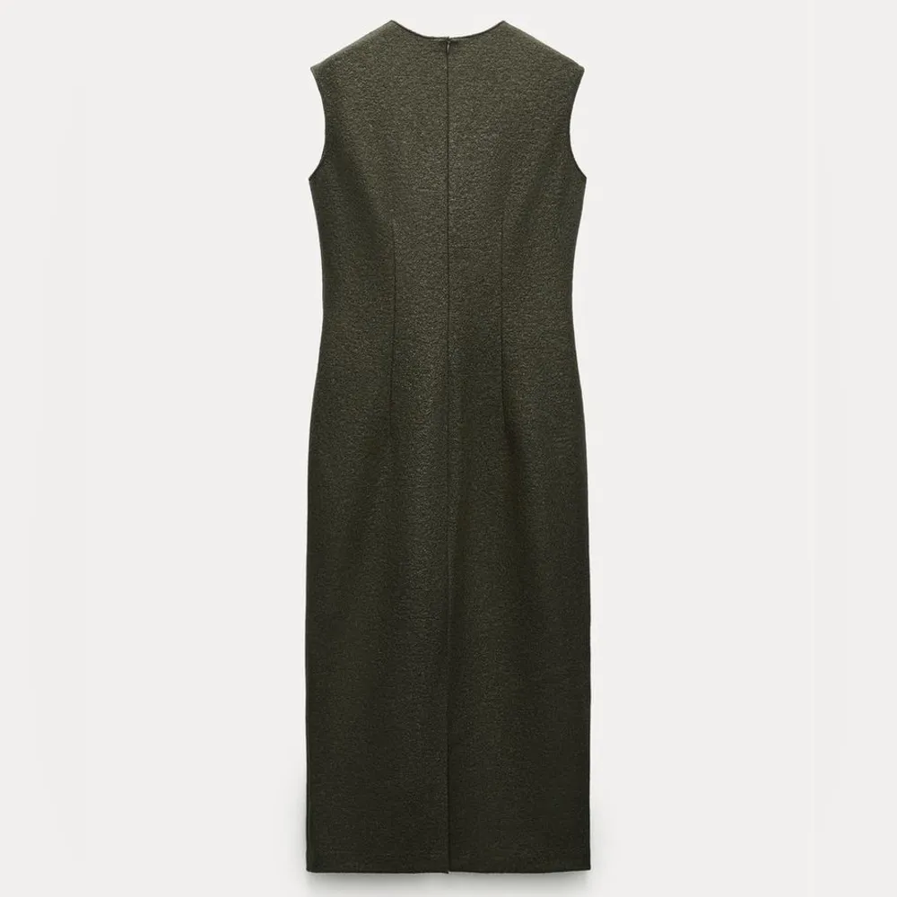 Zara WOOL MIDI DRESS ZW COLLECTION OLIVE GREEN SIZE S NEW - Image 10