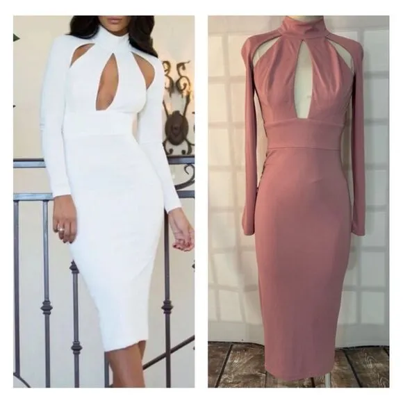 Daphne Joy Abyss by Abby High Neck Cutout Bodycon Dress Size M - Image 2