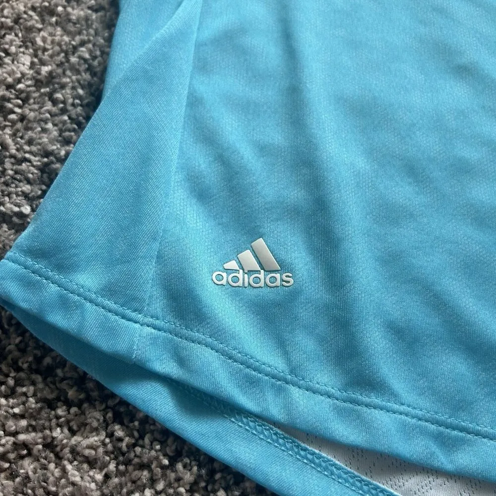 Adidas Golf Women's Jacquard Sleeveless V-Neck Polo Bright Cyan Medium - Image 6