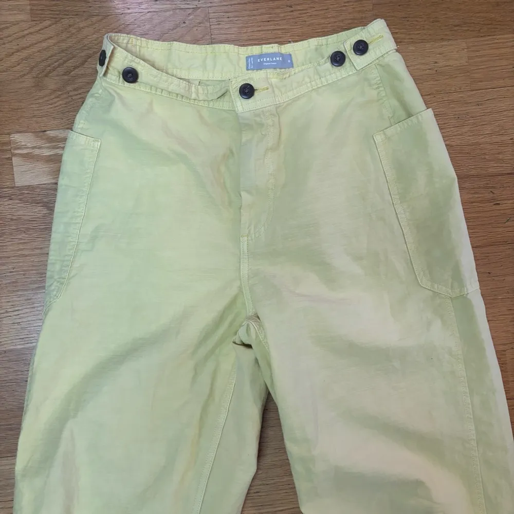 Everlane Butter Yellow The Fatigue Barrel Pant Linen Cotton Preppy Coastal 6 - Image 4