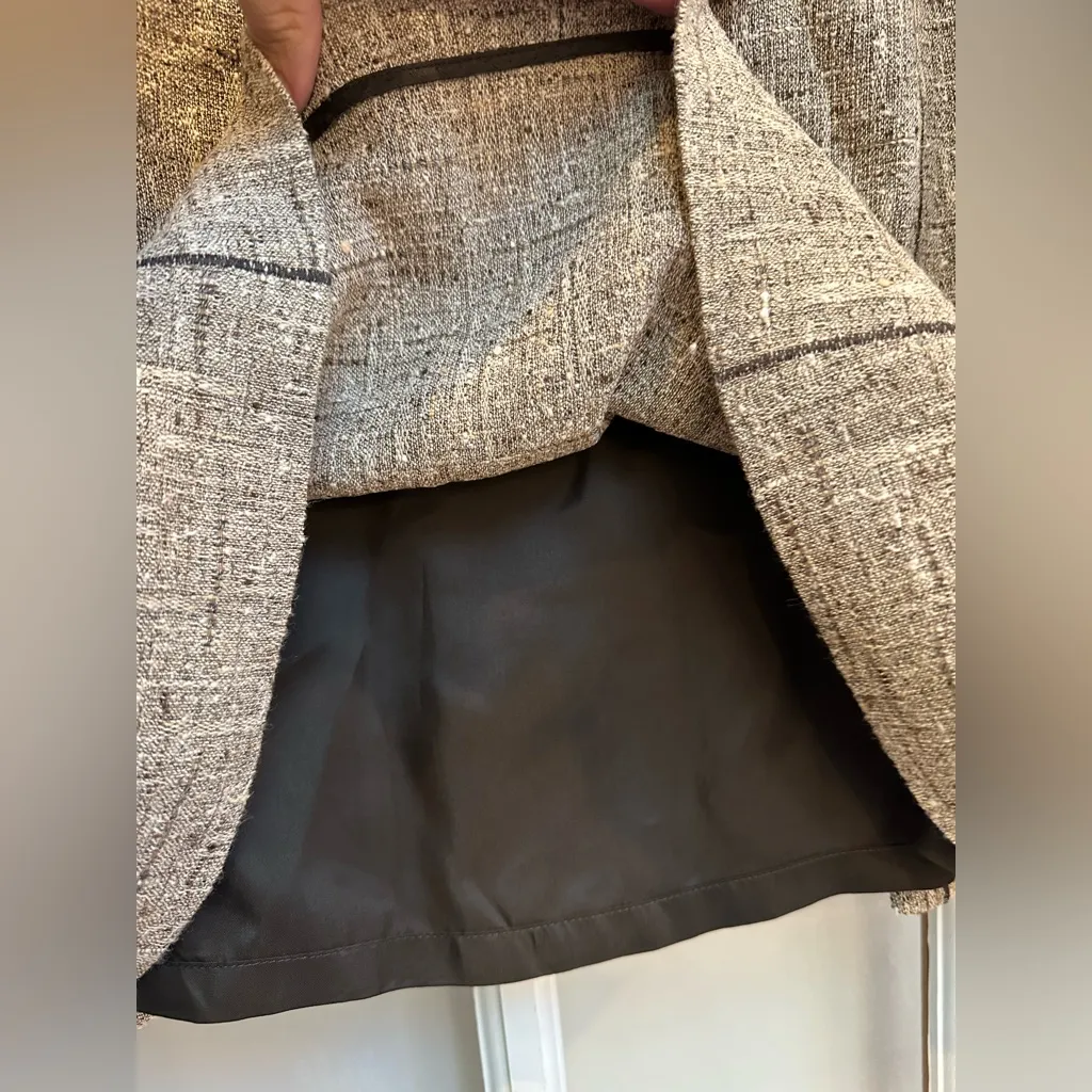 Vintage Carlisle Silk Tweed Beige Cream Tan A-Line Skirt Women’s Size 12 Large - Image 7