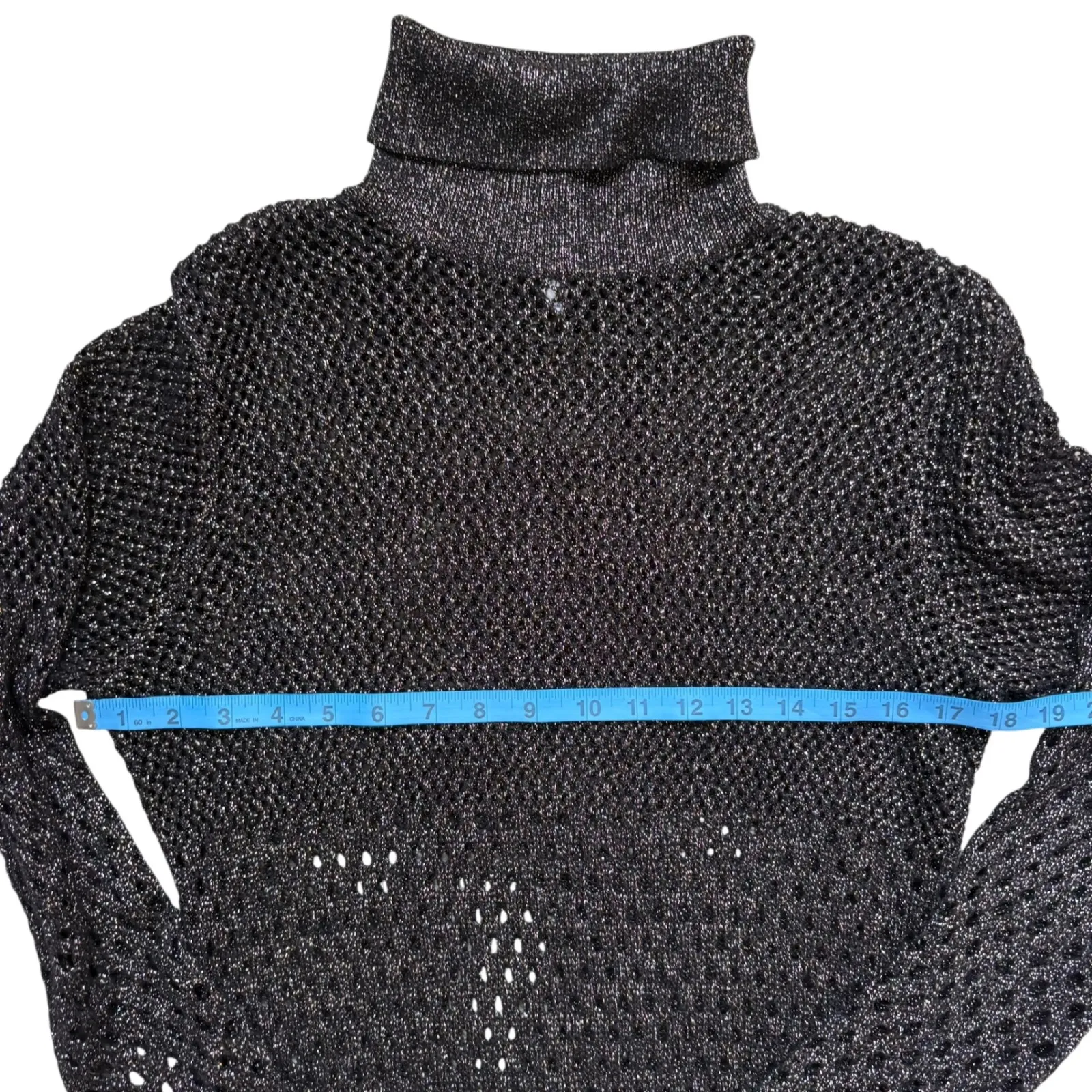 Reiss NWT Antonella open Knit Midi Dress Turtleneck Long Sleeve Metallic Size‎ L - Image 8