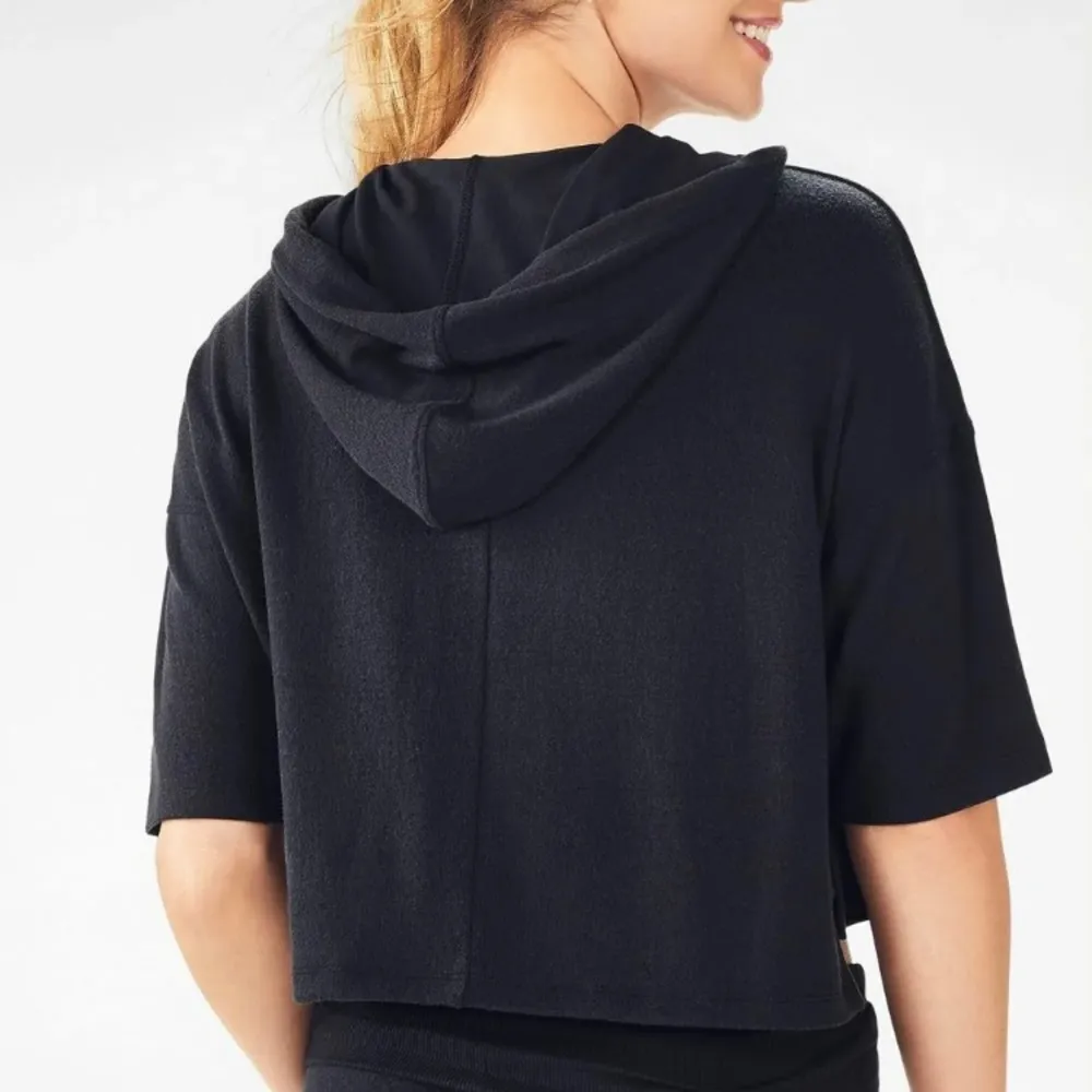 Fabletics Ashley Black Short Sleeve Hoodie Size Small - Image 2