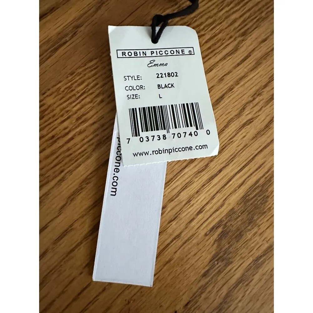 Robin Piccone Emma Black Bikini Top Swimwear Nylon/Spandex Blend L - Image 6