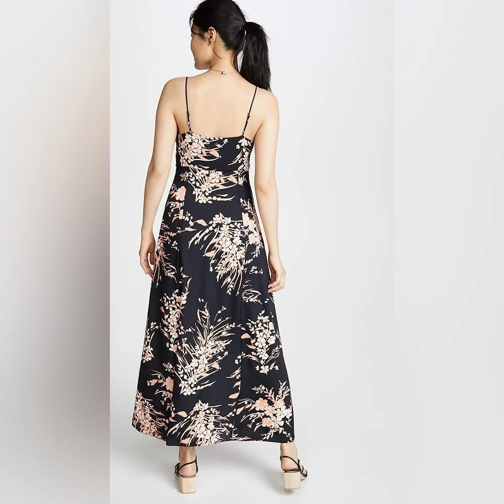 Joie Almona Floral Print Button Front Maxi Satin Dress Size XS - Image 5