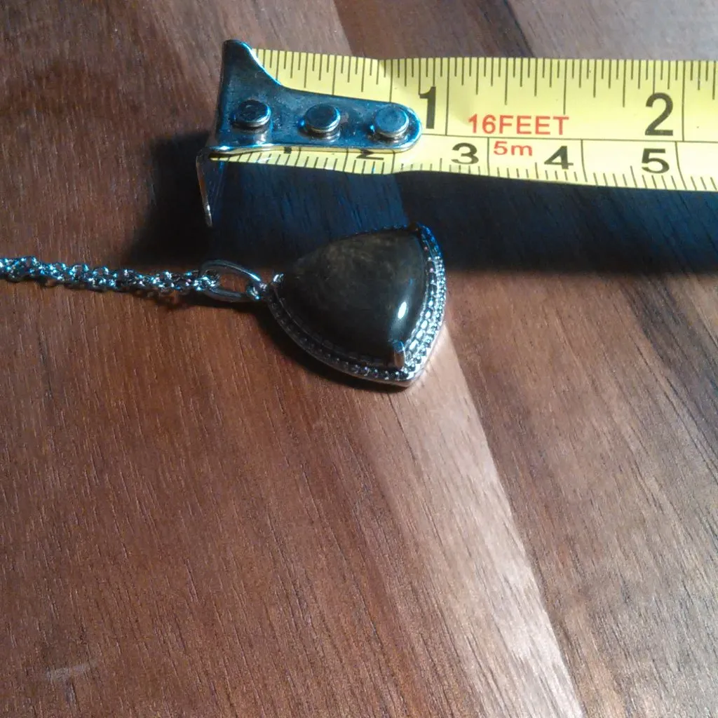 Mexican Velvet Obsidian Stainless Steel Pendant Necklace - Image 8