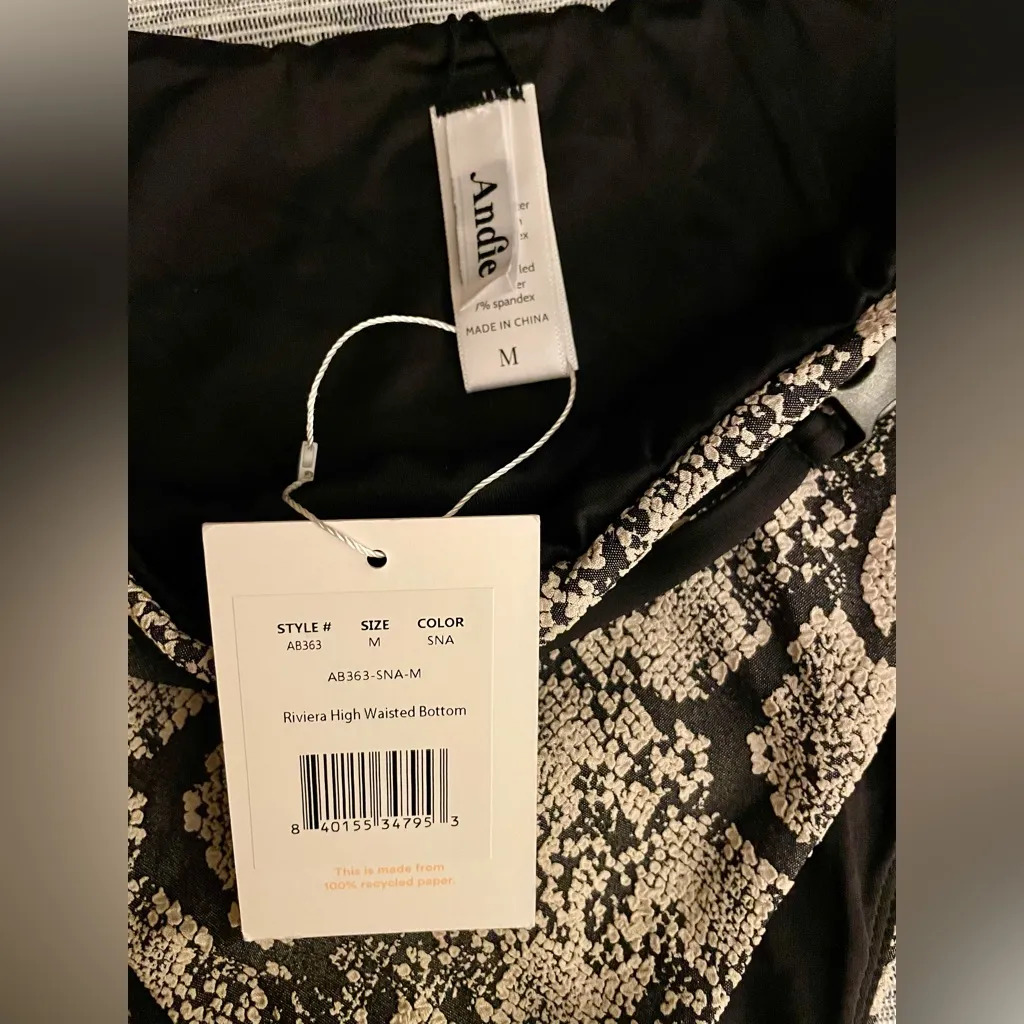 Andie Swim ‘Riviera High Waisted’ Belted Bikini Bottom | Black Snakeskin - NWT - Image 6