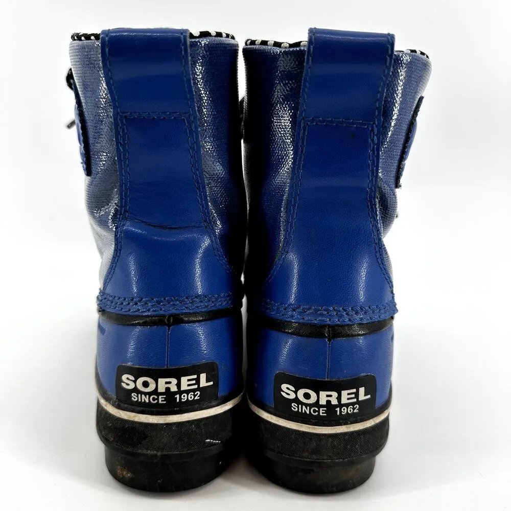 Sorel Tivoli II Snow Rain Boots Lace Up Leather Polka Dot Lined Outdoor Blue 9 - Image 4
