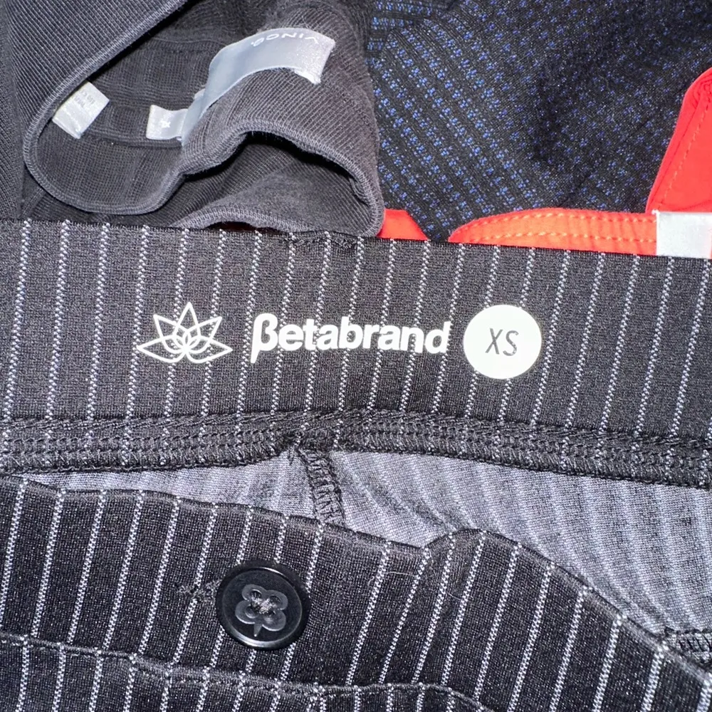 Betabrand Pinstripe Yoga Trouser Dress Pants Black XS - Image 4