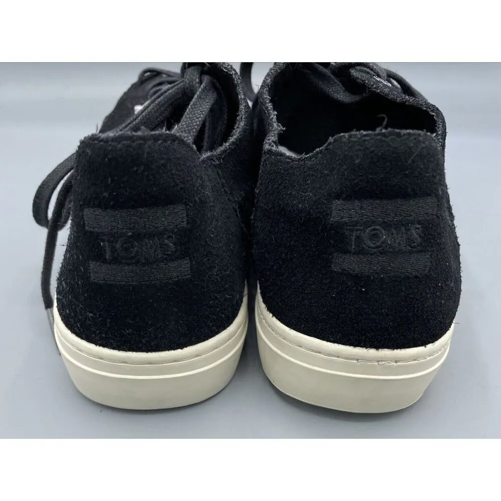 TOMS Black Suede Leather Lace Up Sneakers Women’s Shoes‎ 9.5 Casual Comfort - Image 3