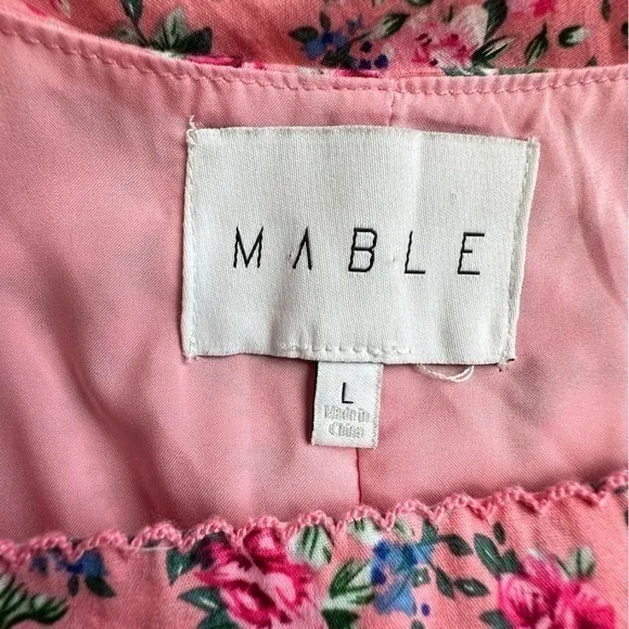 Mable Mini Dress Pink Puff Sleeve Square Neck Cottagecore Coquette‎ Barbiecore Size L - Image 7