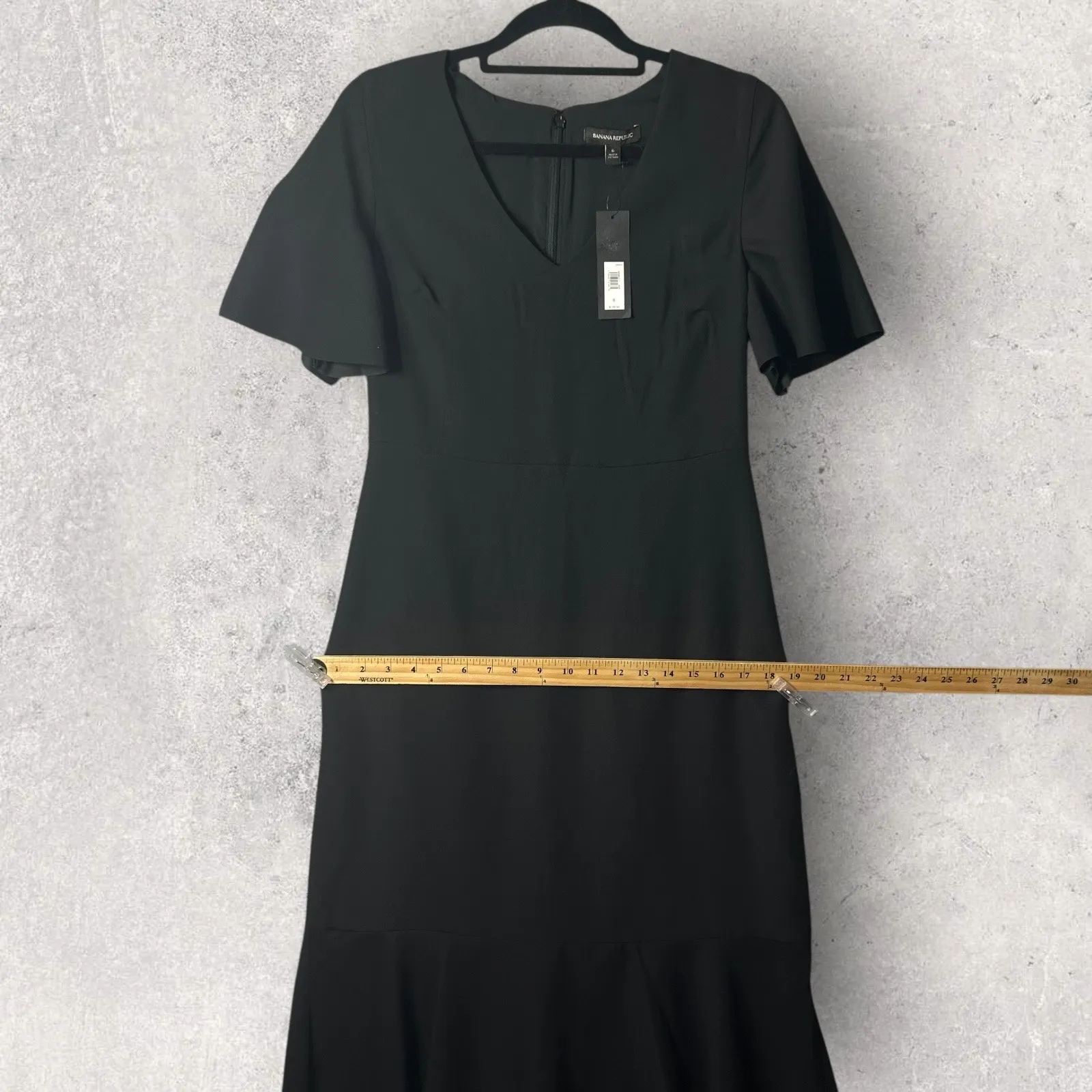 New Banana Republic Flutter Sleeve Midi Dress‎ Black Work Evening Women 6 - Image 9