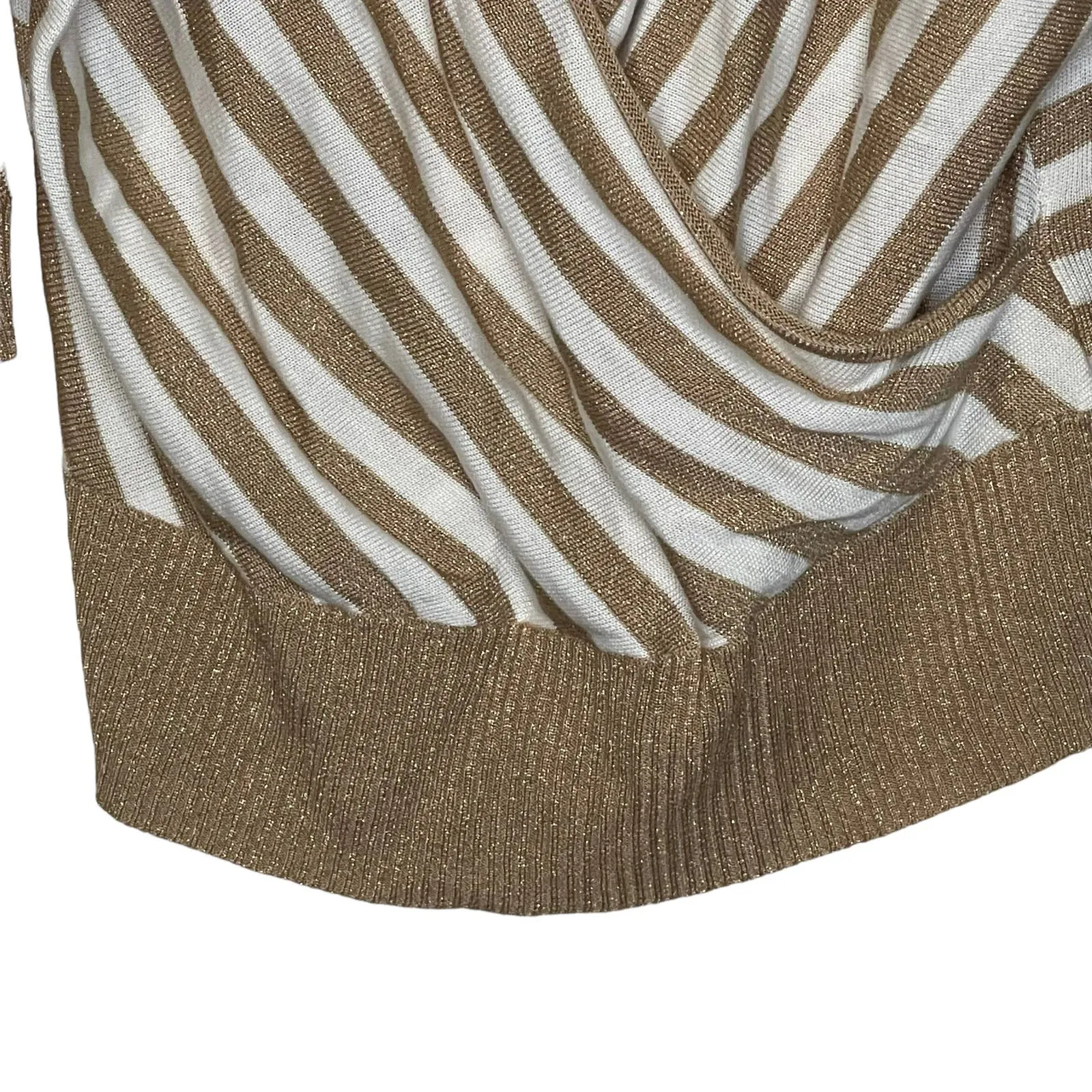 New York & Company Knitted Sweater Shrug Striped 3/4 Sleeve Women Size Large NWT Tan - Image 4