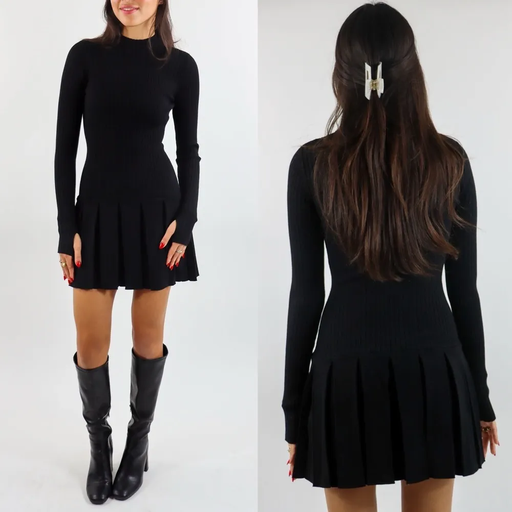 Free People Emmy Ribbed Knit Mini Dress Black M - Image 4