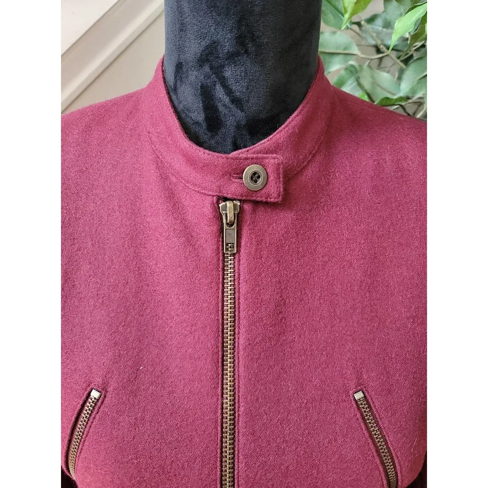 Harve Benard Women's Maroon Wool Long Sleeve Full Zip Front Casual Jacket 10 - Image 2