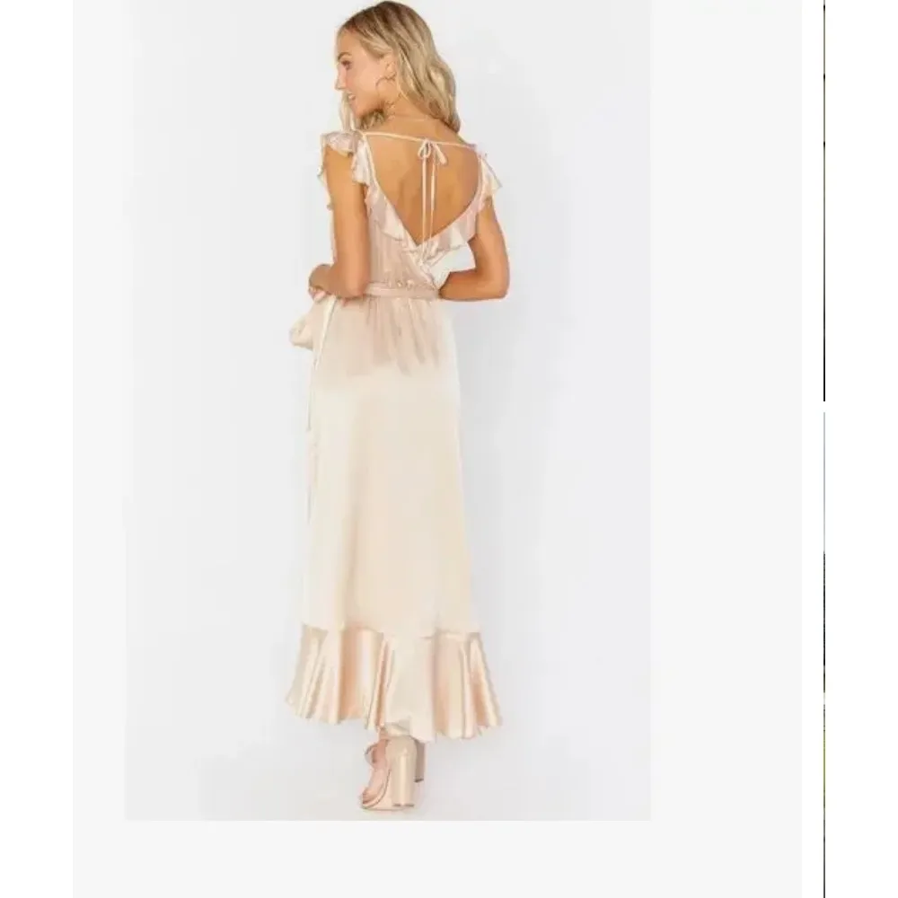 Samantha Ruffle Wrap Dress‎ - Show Me The Ring Luxe Satin Dress - Image 4