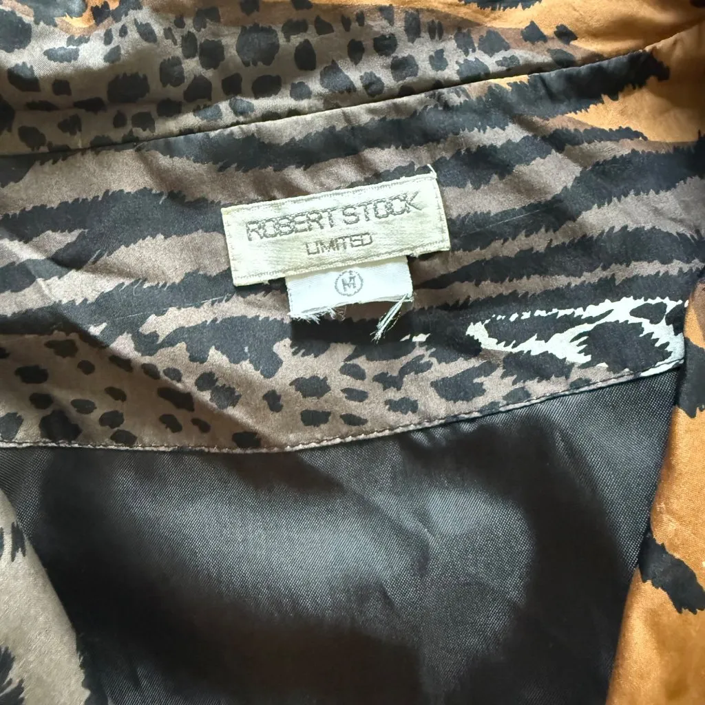 Vintage Robert Stock Limited Womens Animal Print Blazer Medium Tiger & Leopard P Orange - Image 2