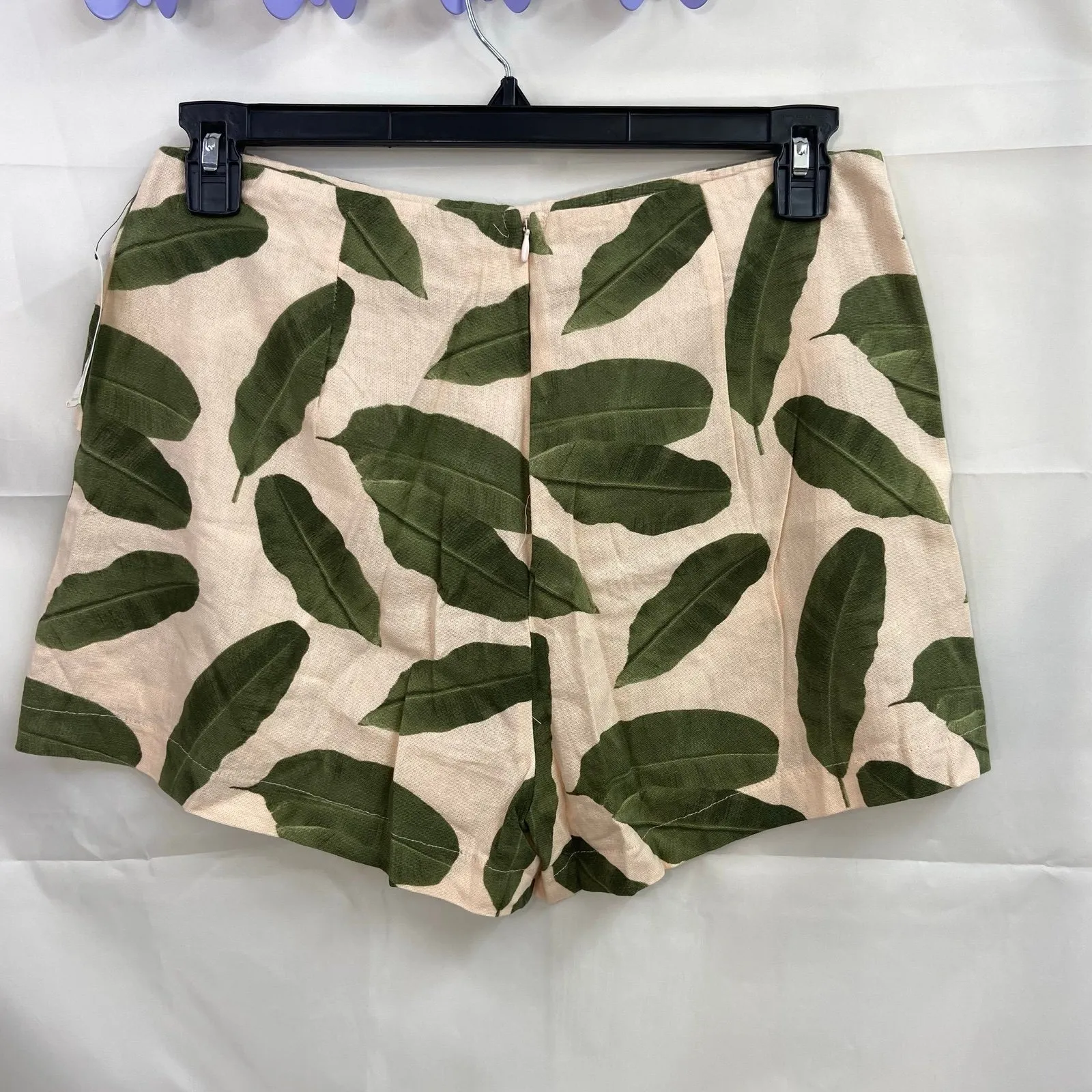 NEW Blue Rain women's linen blend leaf print zip skort skirt shorts casual large - Image 6