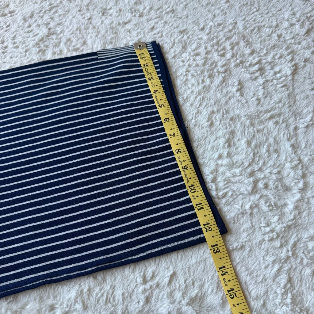 Chico’s Wide Leg Cropped Sweater Pants Sz 2 L 12 Navy Blue Striped Knit Capsule - Image 11