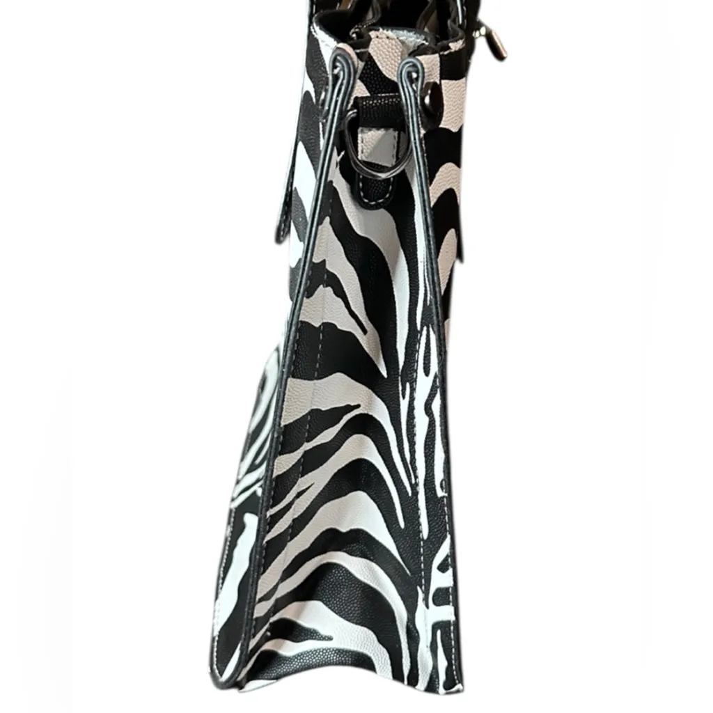 Zebra Print Black & White Hand Bag/Tote w/ Zip Wallet/Pouch/Wristlet - Image 8