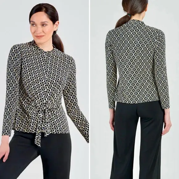 CLARA SUN WOO Textured Knit Center Front Tie Top - Image 2