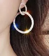 Women's Sparkling Double Hoop Earrings Gold - Image 4