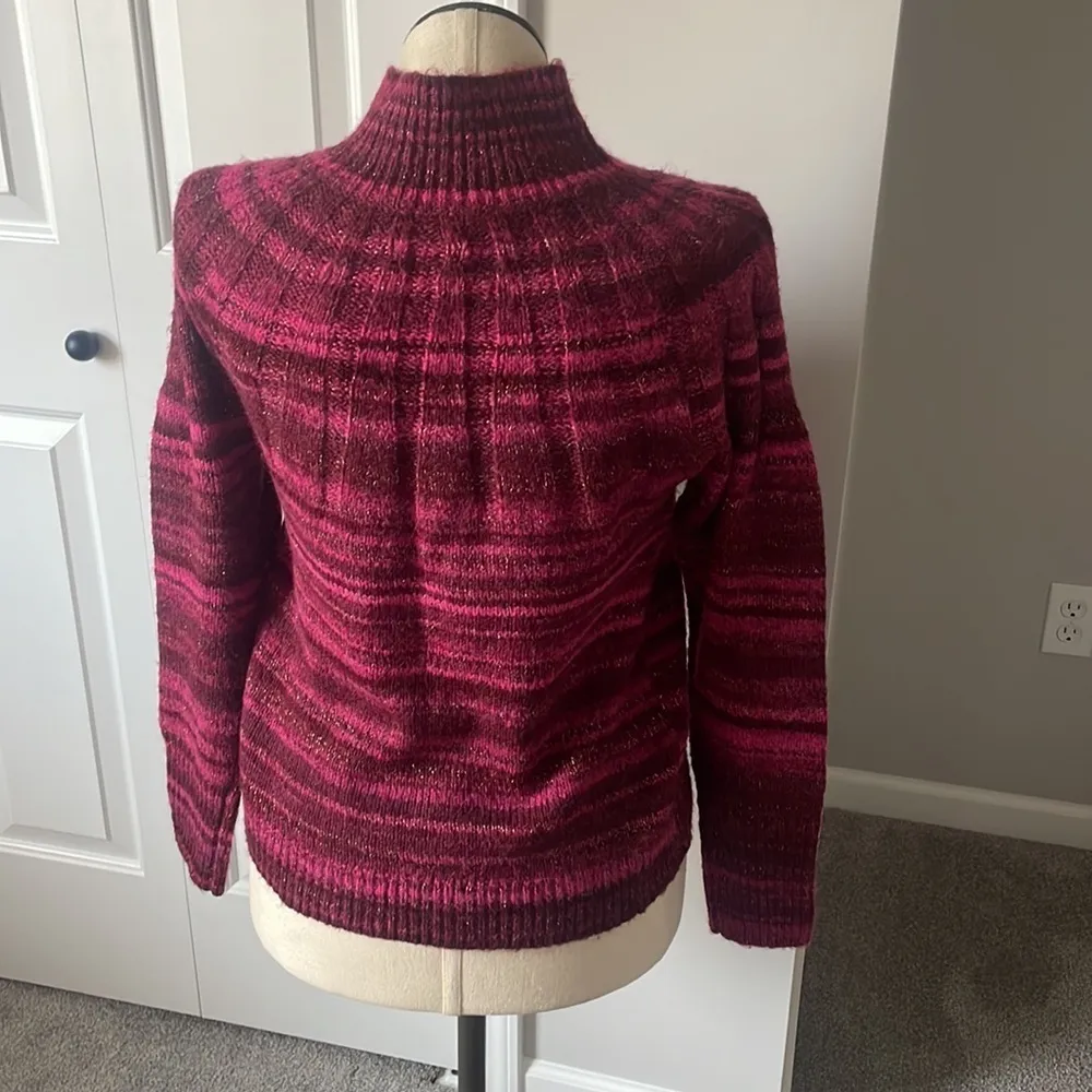 Knox Rose sweater Magenta Pink stripe longsleeve crew holiday top new size small - Image 6