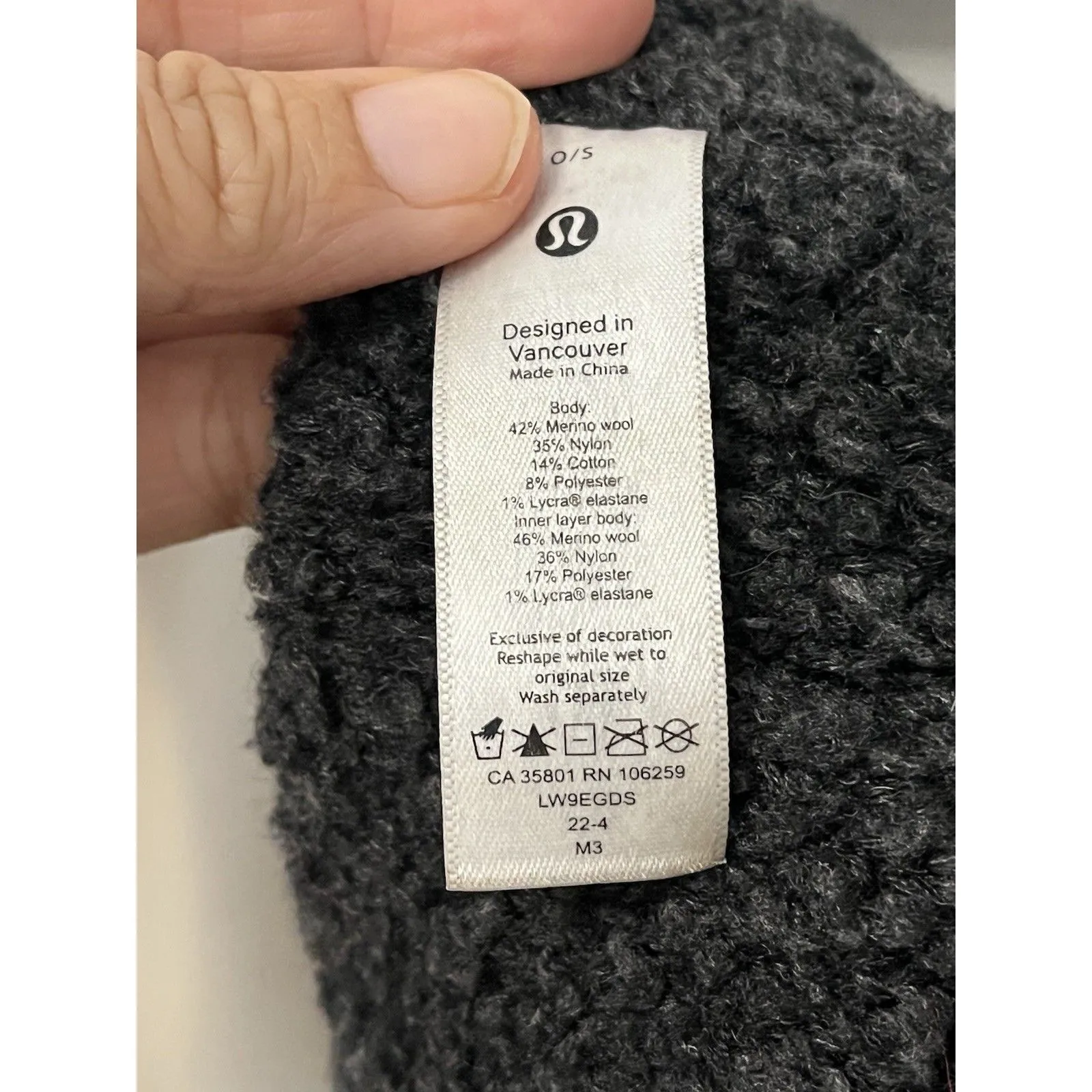 Lululemon black grey Ombre knit wool blend textured ear warmer headband O/S - Image 5