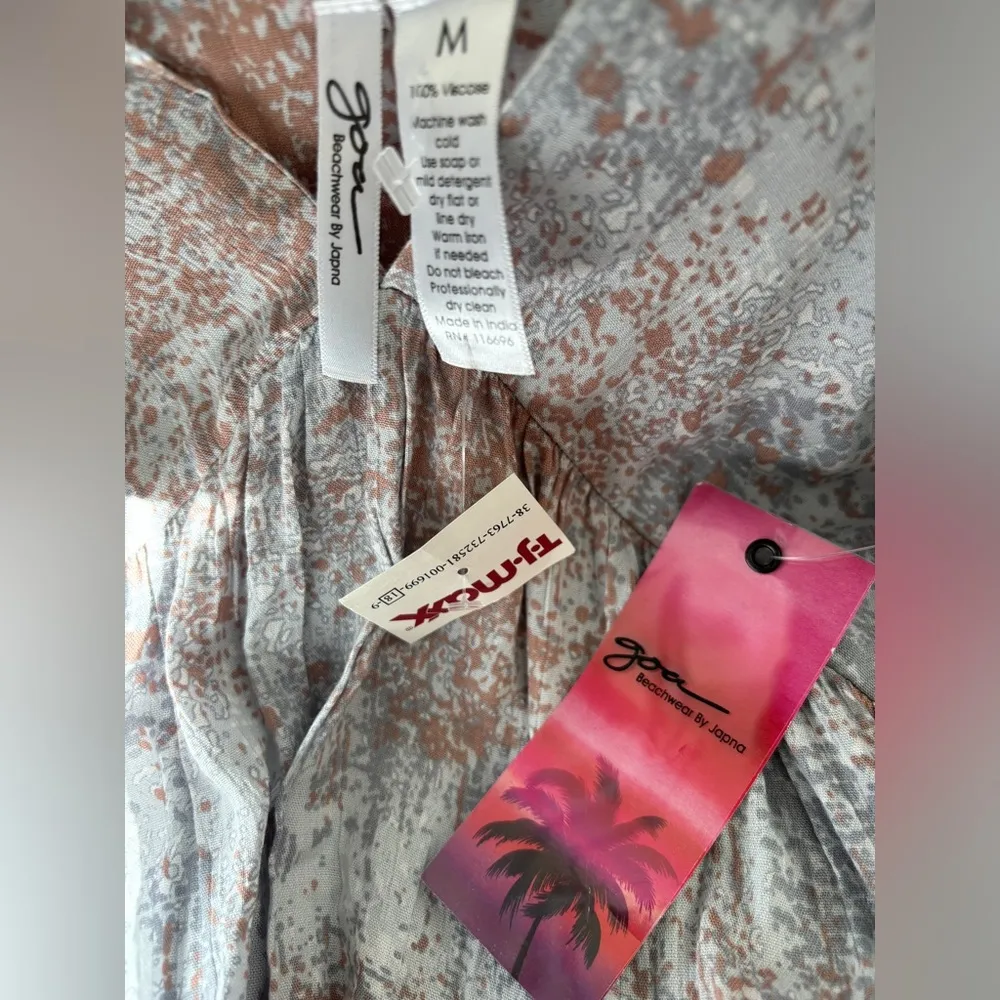 Goa Beachwear by Japan Dress with Side Slits Color Gray Multi Size M - Image 6