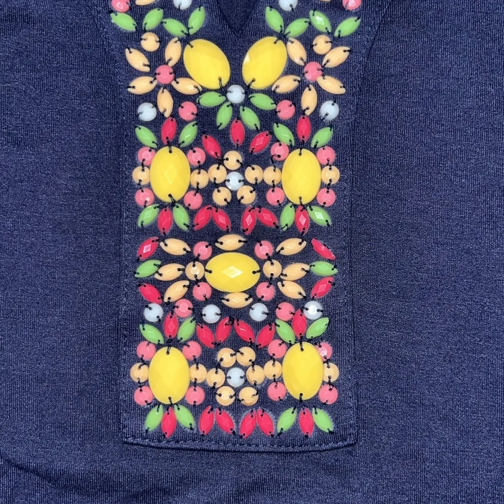 Charter Club Woman NWT Size 2X Blue - Bead Embellished Rayon Knit Top Blouse - Image 4