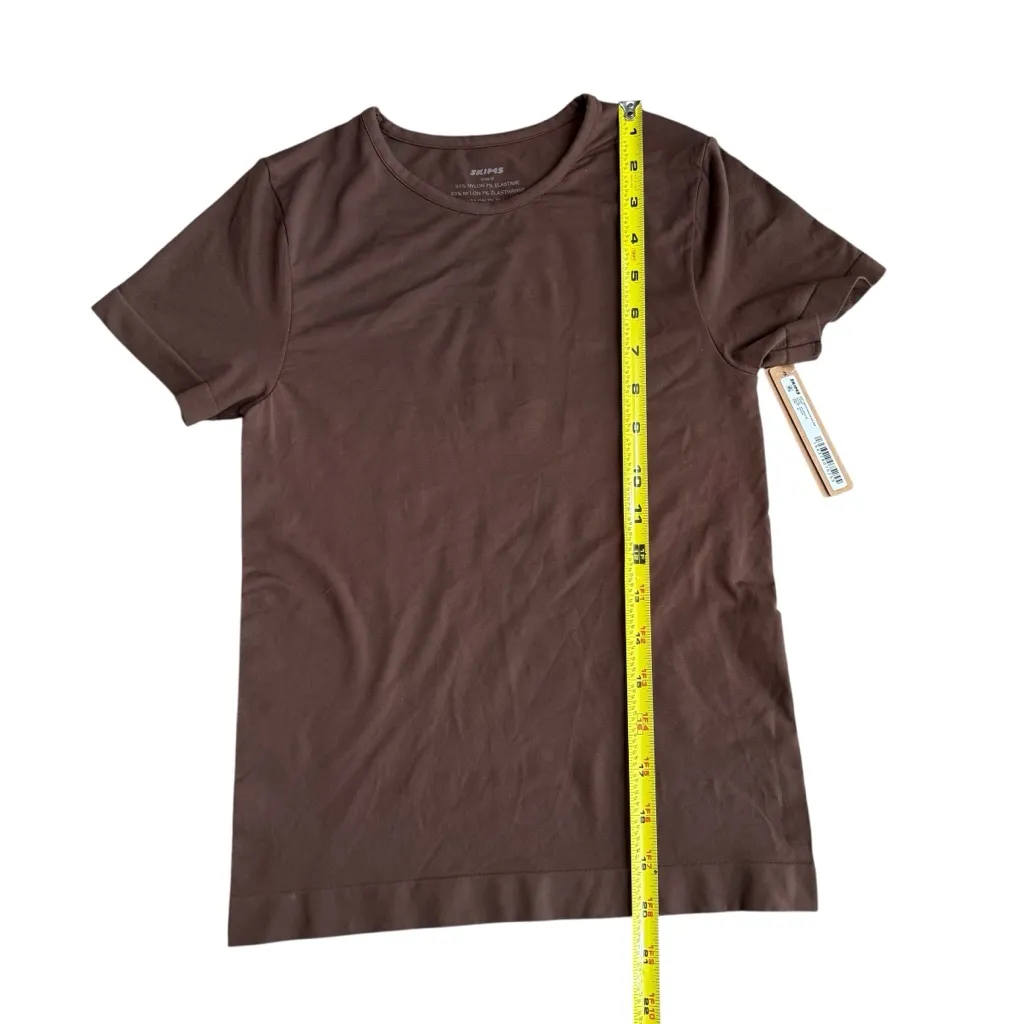 Skims Size M Soft Smoothing Seamless Tee Short Cocoa Brown Layering‎ Lounge NWT - Image 6