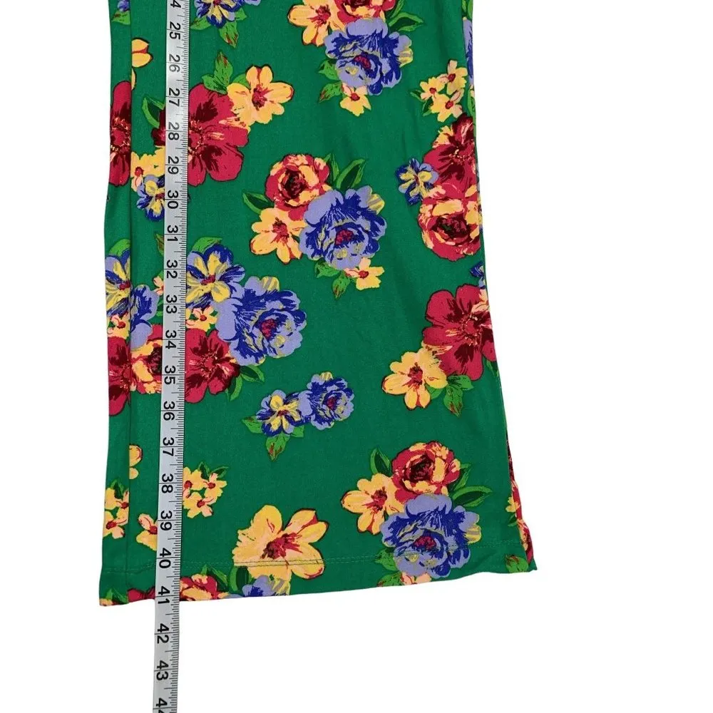 Rouge Collection Women's Floral Green Lounge Pants Size 3X - Image 8