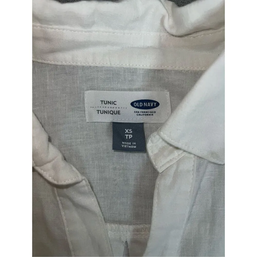 Women’s Old Navy Collared White Linen Blend Tunic XS - Image 7
