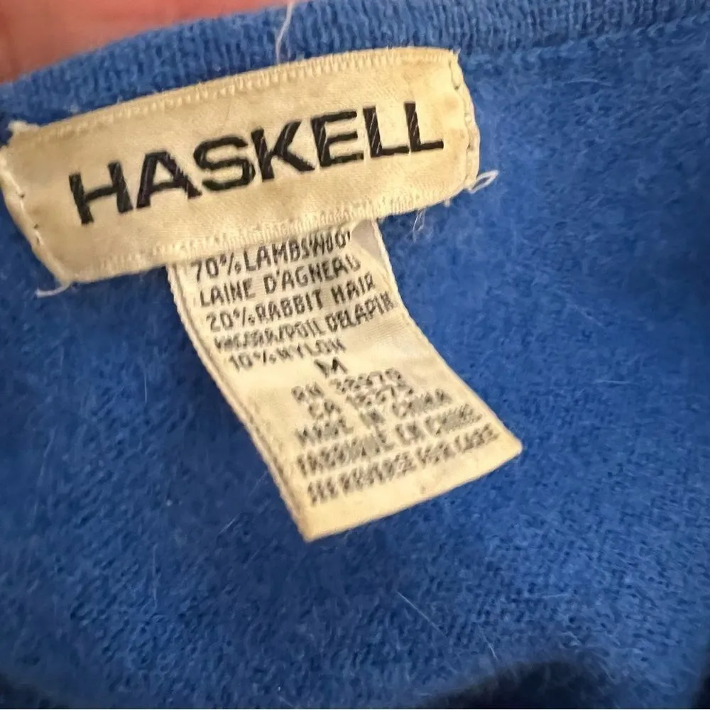 HASKELL Vintage Lambswool Rabbit Hair Sweater Size M Blue Size M - Image 7