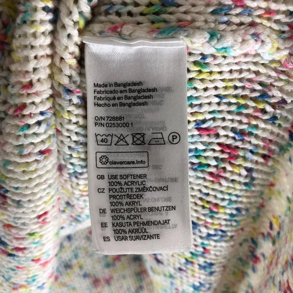 H&M Womens Sweater Confetti Oversized V Neck Colorful XS - Image 4