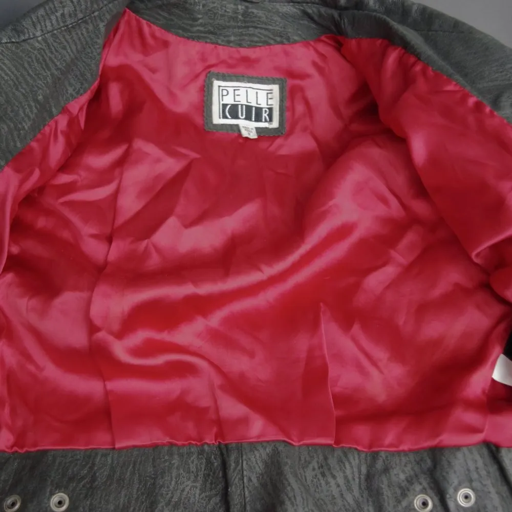 Ladies' Vintage Pelle Cuir Textured Leather Cropped Jacket Medium Black - Image 7