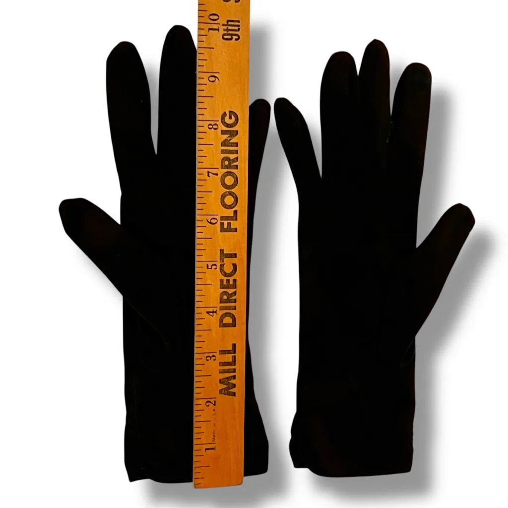 Vintage 50's 60's Black Nylon women's Gloves Sz 7 - Image 8