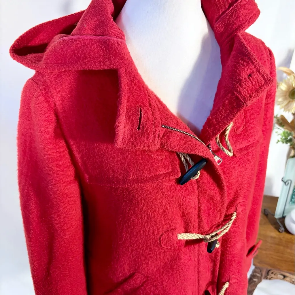 Hinge British-Inspired Red Wool Blend Toggle Duffle Jacket Sz Medium 💛 - Image 3