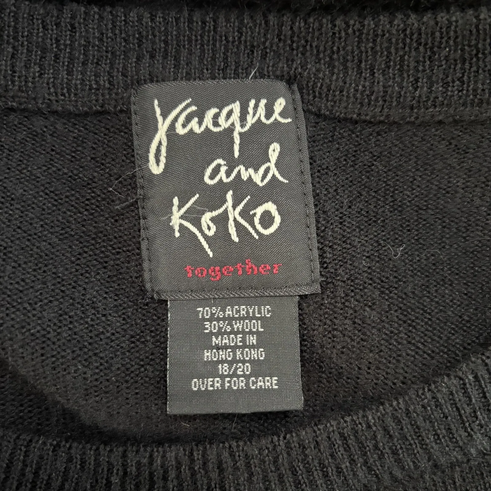 Jacque & KoKo Sweater Womens 18/20 Black Short Sleeve Wool Blend Knit Minimalist - Image 8