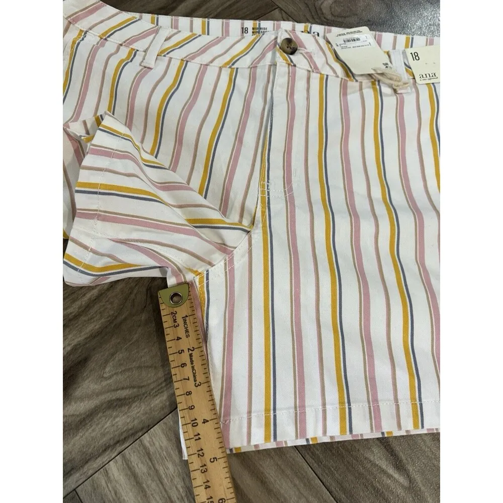 A.n.a New Approach Women’s Shorts Mid Rise Gwen stripe Chino Short Sz 18 - Image 7
