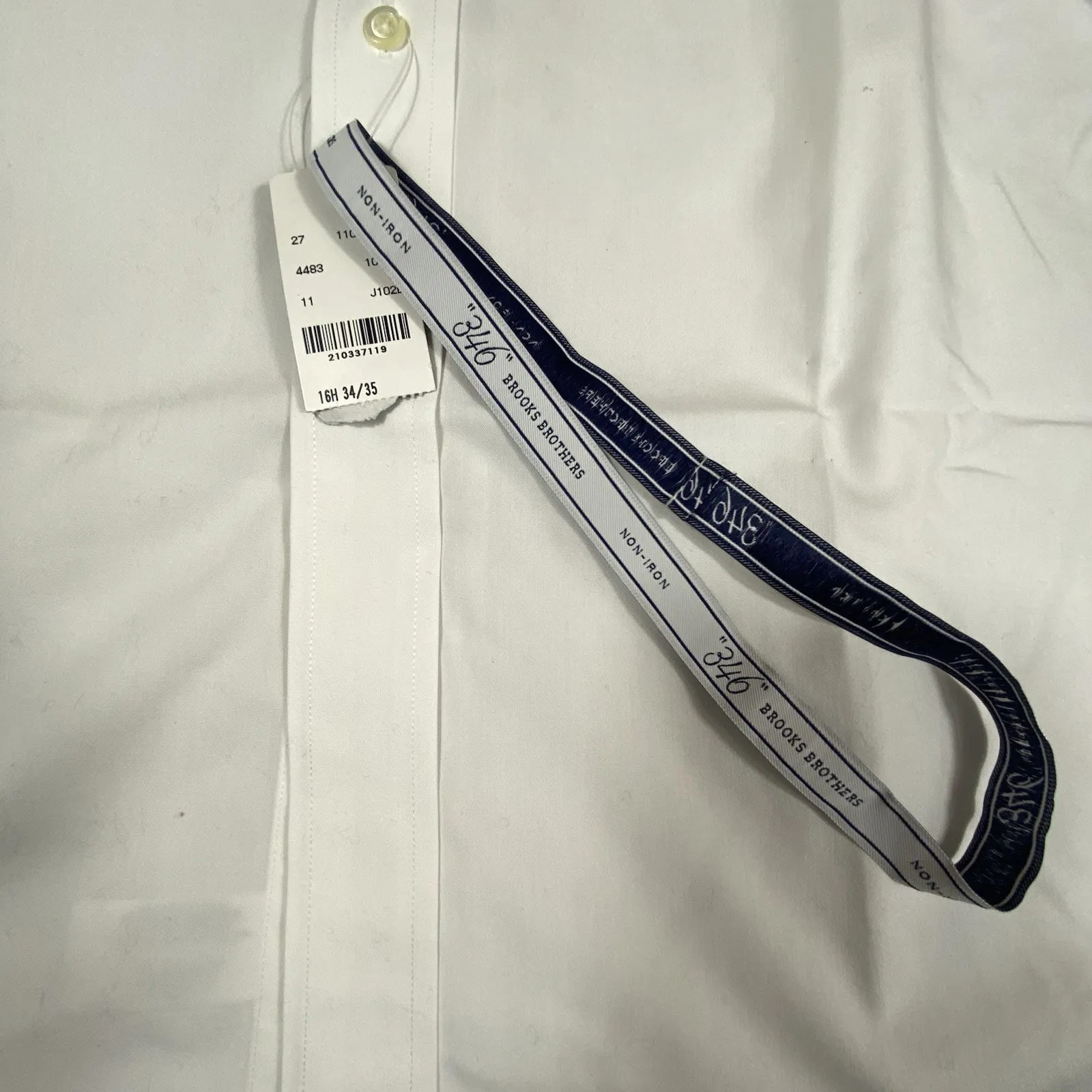 Brooks Brothers 346 Mens 16.5 4/5 Solid White Long Sleeve Button Front Shirt NWT - Image 8