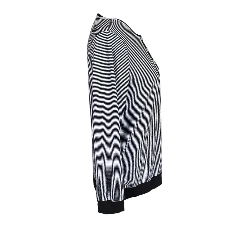 Ekouaer women's size S black and white striped stretchy long sleeve pajama top - Image 3