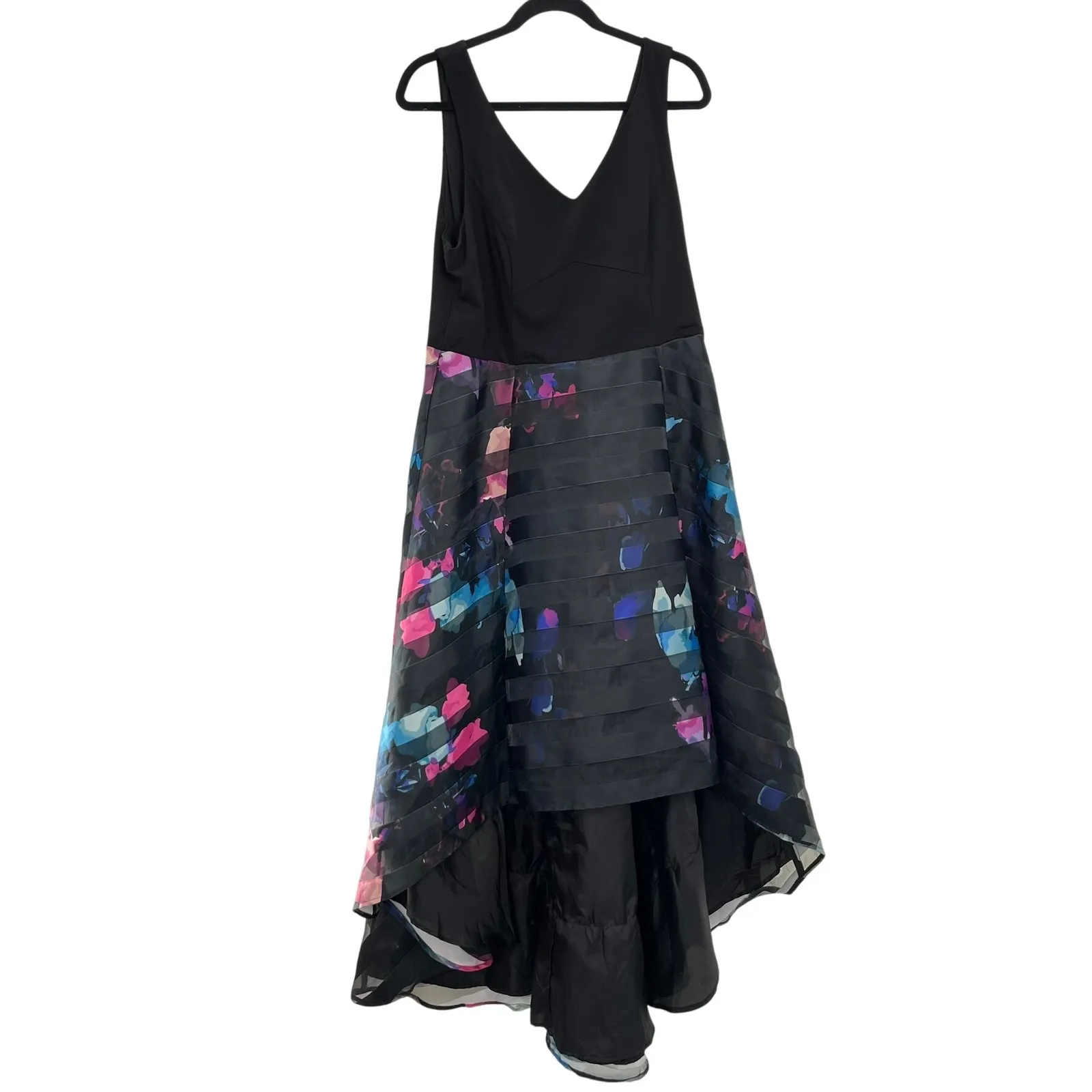 Venus Women's Black Floral Party Print‎ Cocktail Sleeveless Hi-Low Dress Size 16 - Image 2